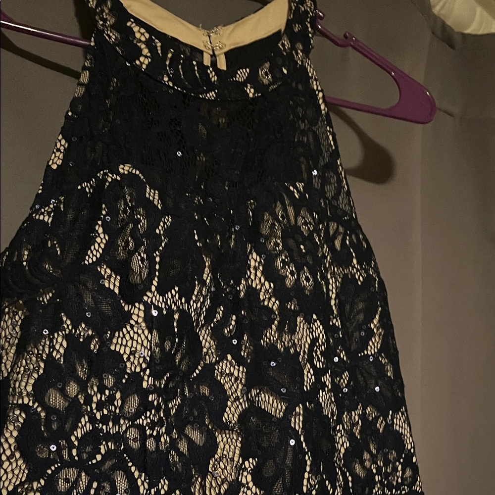 JCPenney Navy and Beige Lace Dress